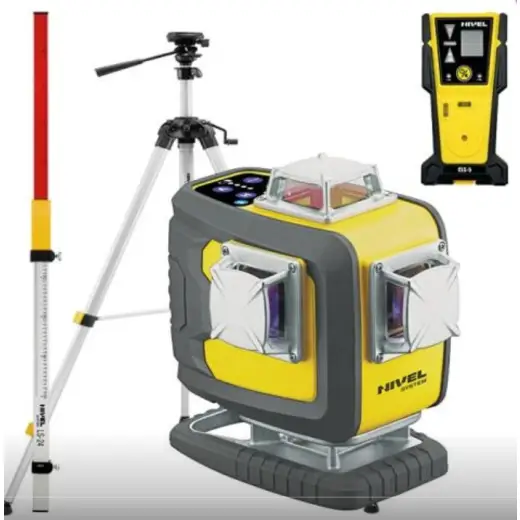 Laser 4-płaszczyznowy krzyżowy fioletowy Nivel System CL4D-P + statyw SJJM1EX + odbiornik CLS5 + łata LS24